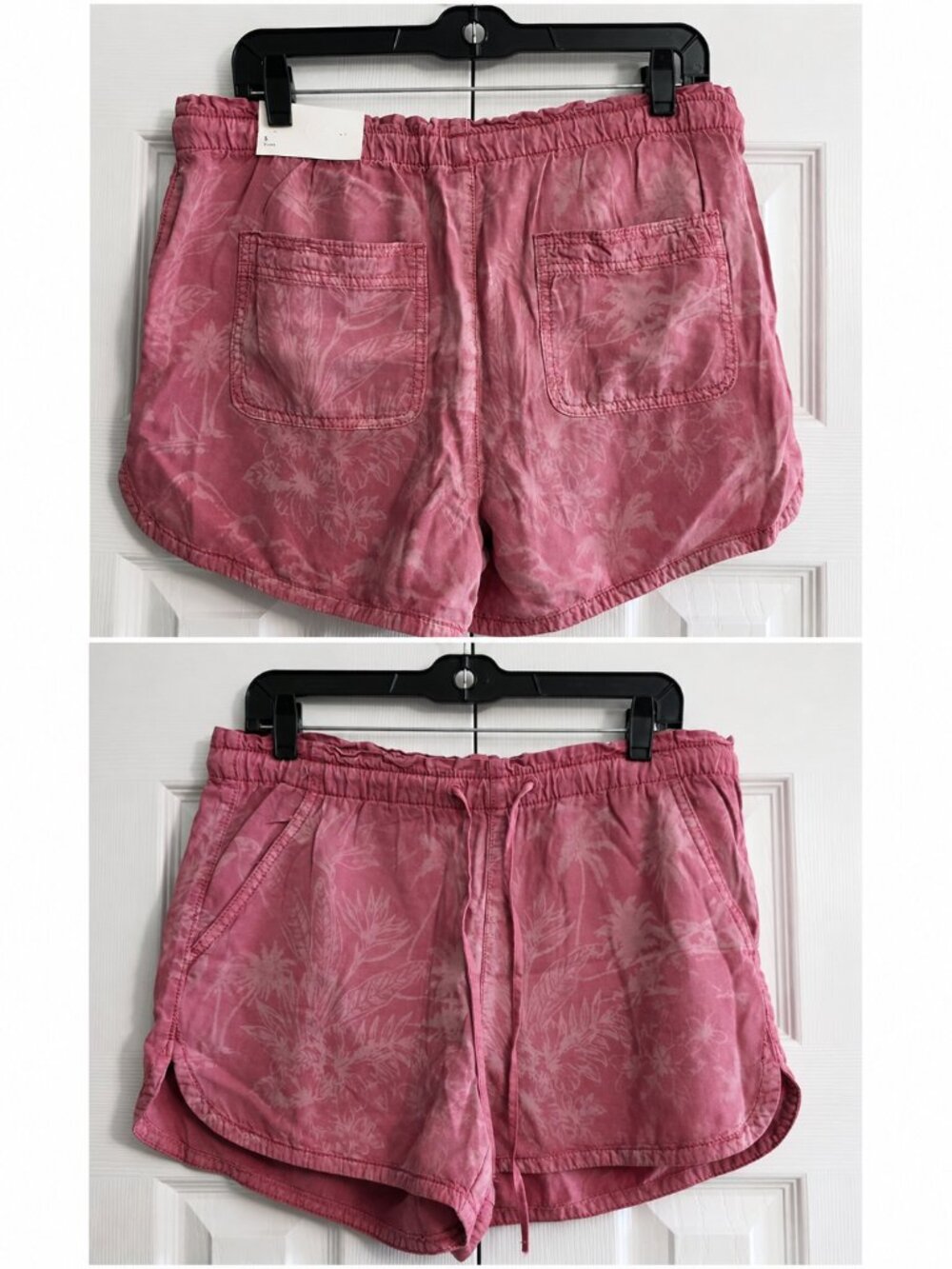 American Eagle Pink Tropical Palm Print Pull-On Tie-Front Shorts Women's S NWT
